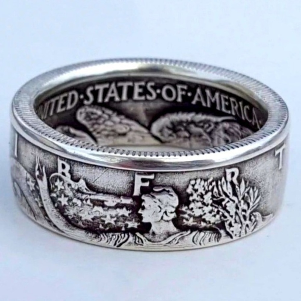 Silver Coin Morgan Ring United Statement Ring